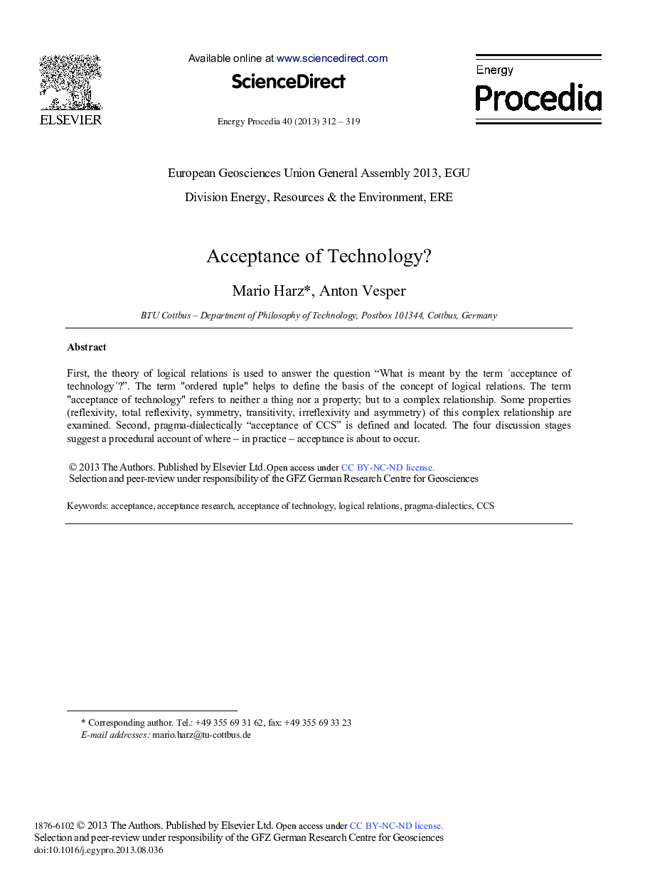 Acceptance of Technology? 