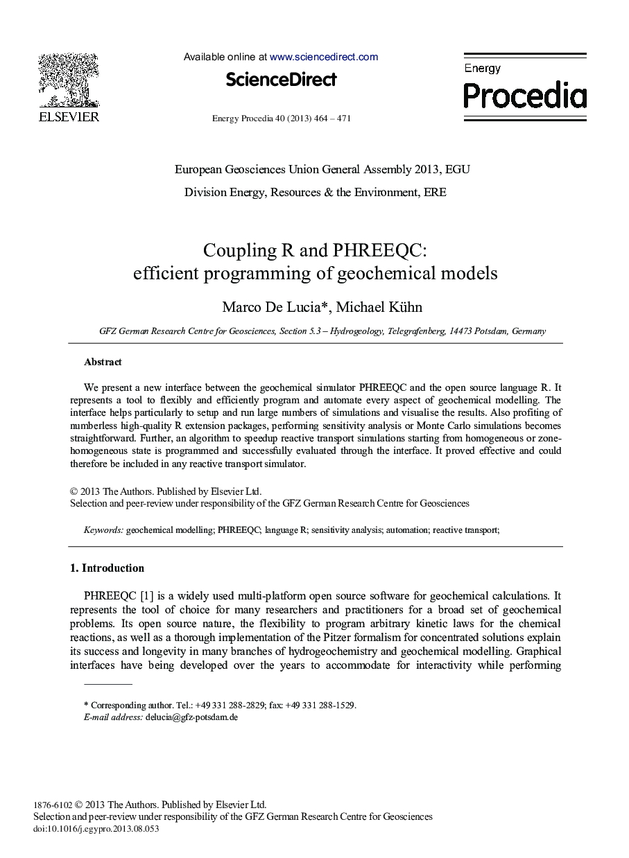 Coupling R and PHREEQC: Efficient Programming of Geochemical Models