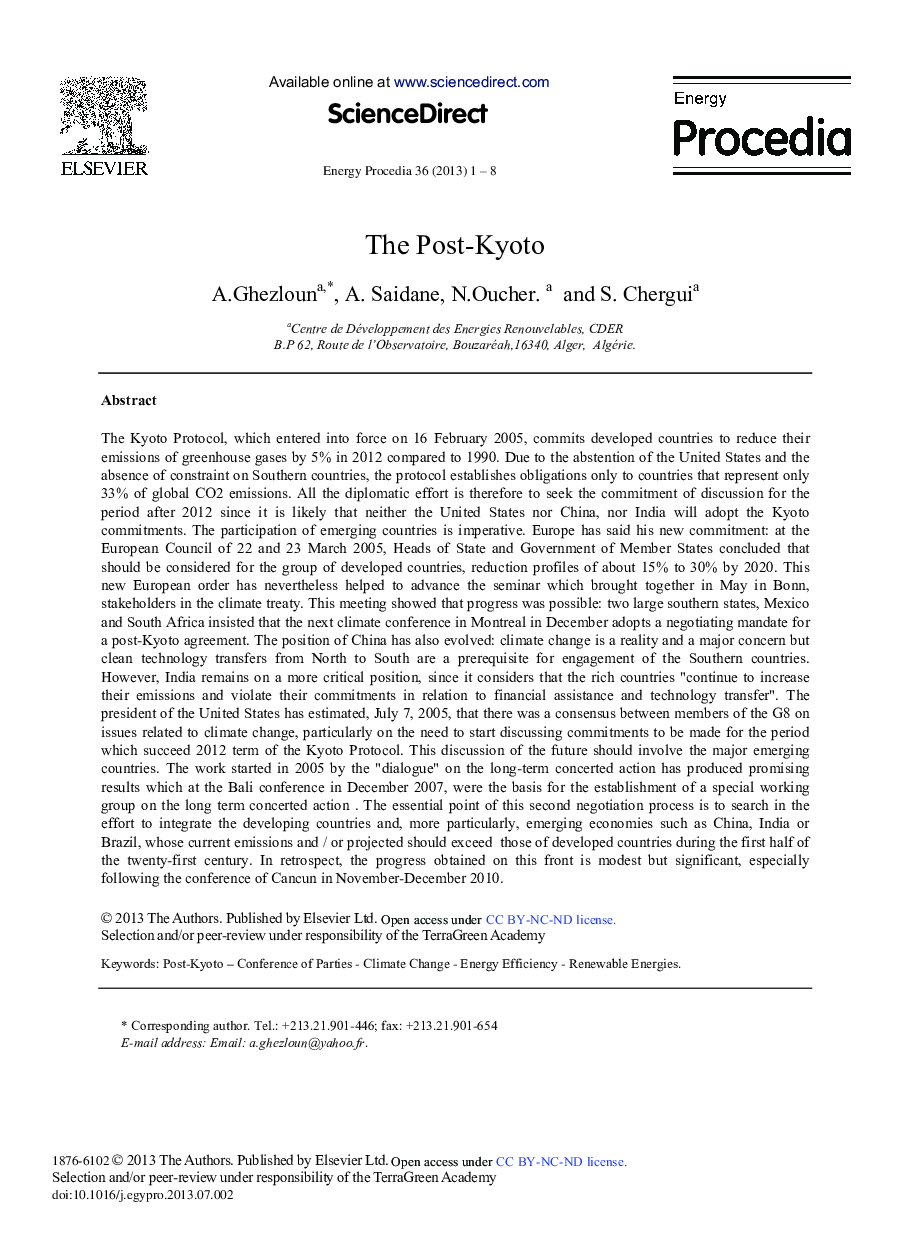 عکس صفحه اول مقاله: The Post-Kyoto The Post-Kyoto