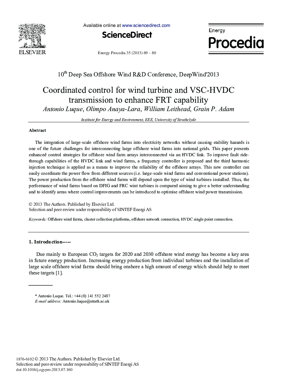 Coordinated Control for Wind Turbine and VSC-HVDC Transmission to Enhance FRT Capability