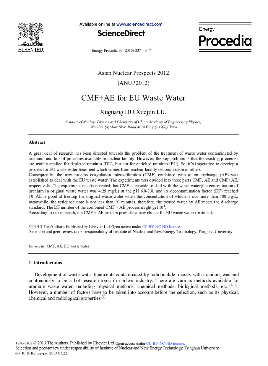 CMF+AE for EU Waste Water 