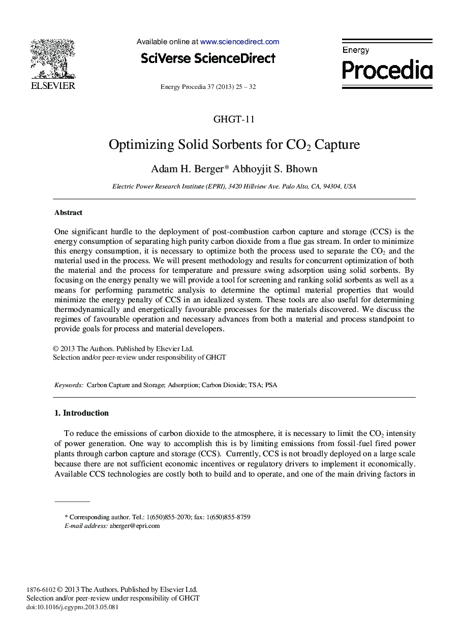 Optimizing Solid Sorbents for CO2 Capture 