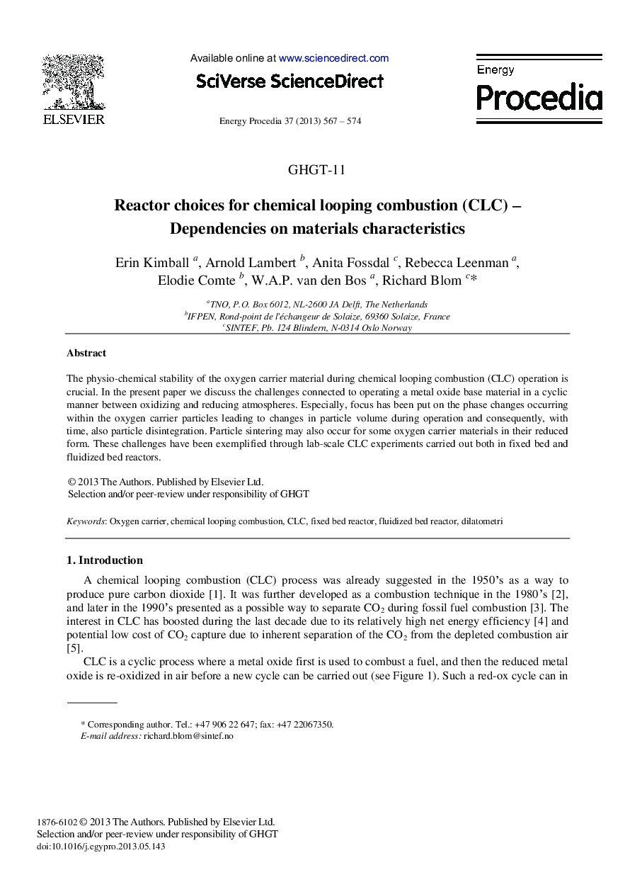 Reactor choices for chemical looping combustion (CLC) — Dependencies on materials characteristics 