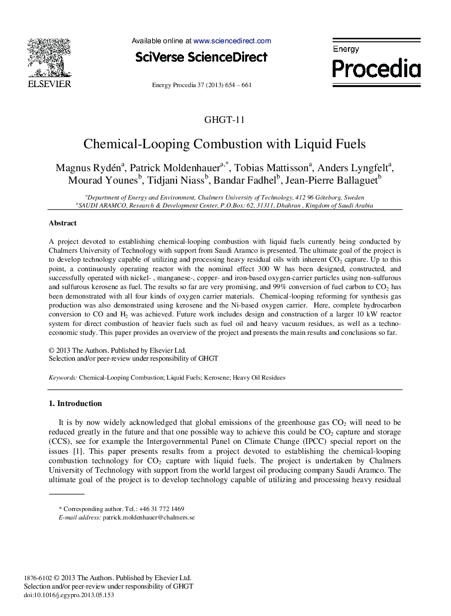 Chemical-Looping Combustion with Liquid Fuels 