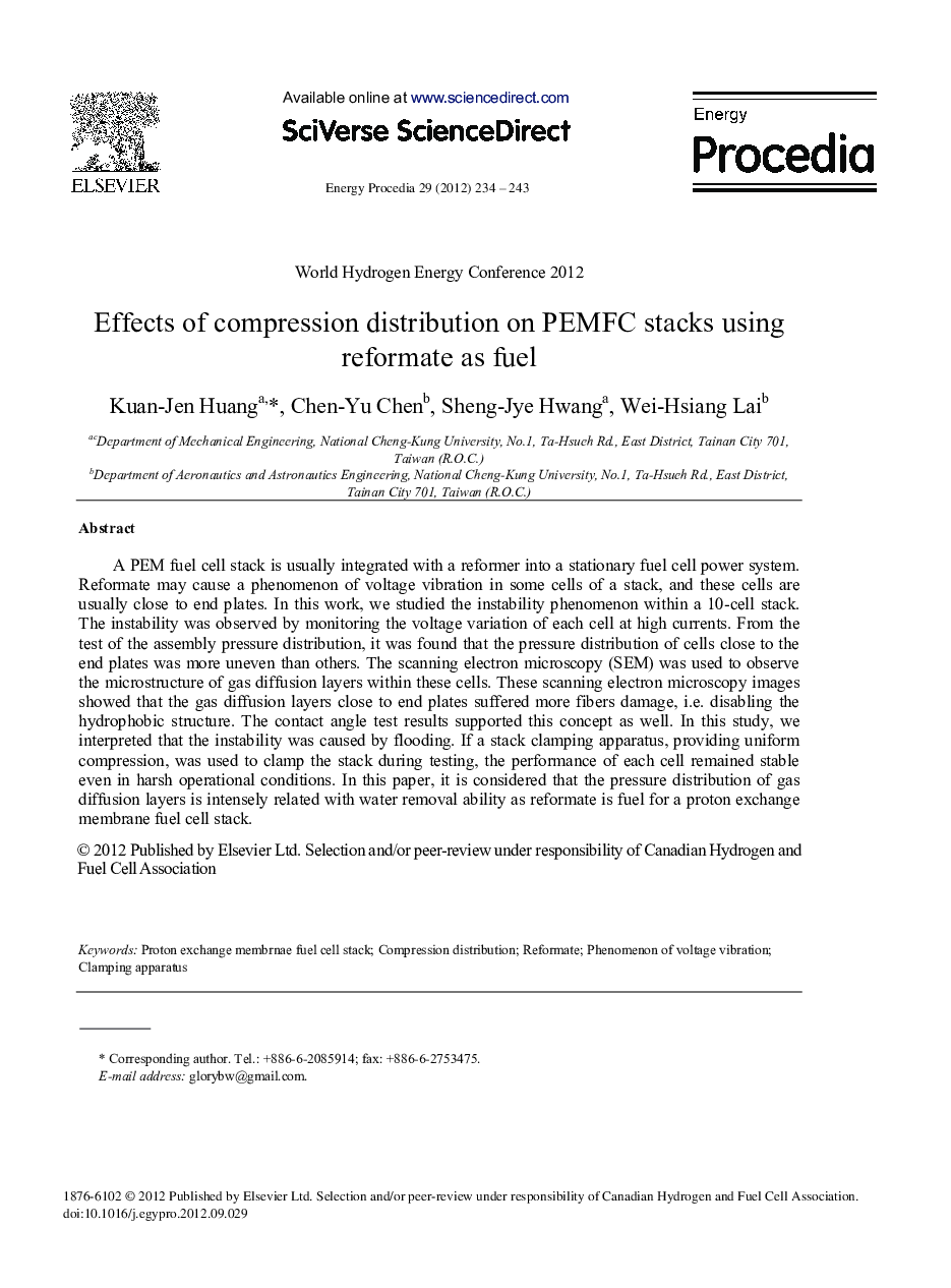 Effects of Compression Distribution on PEMFC Stacks Using Reformate as Fuel