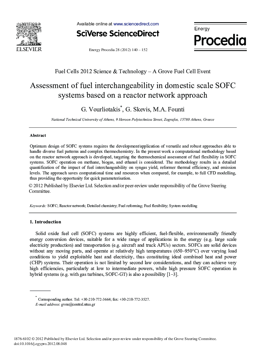 Assessment of fuel Interchangeability in Domestic Scale SOFC Systems Based on a Reactor Network Approach