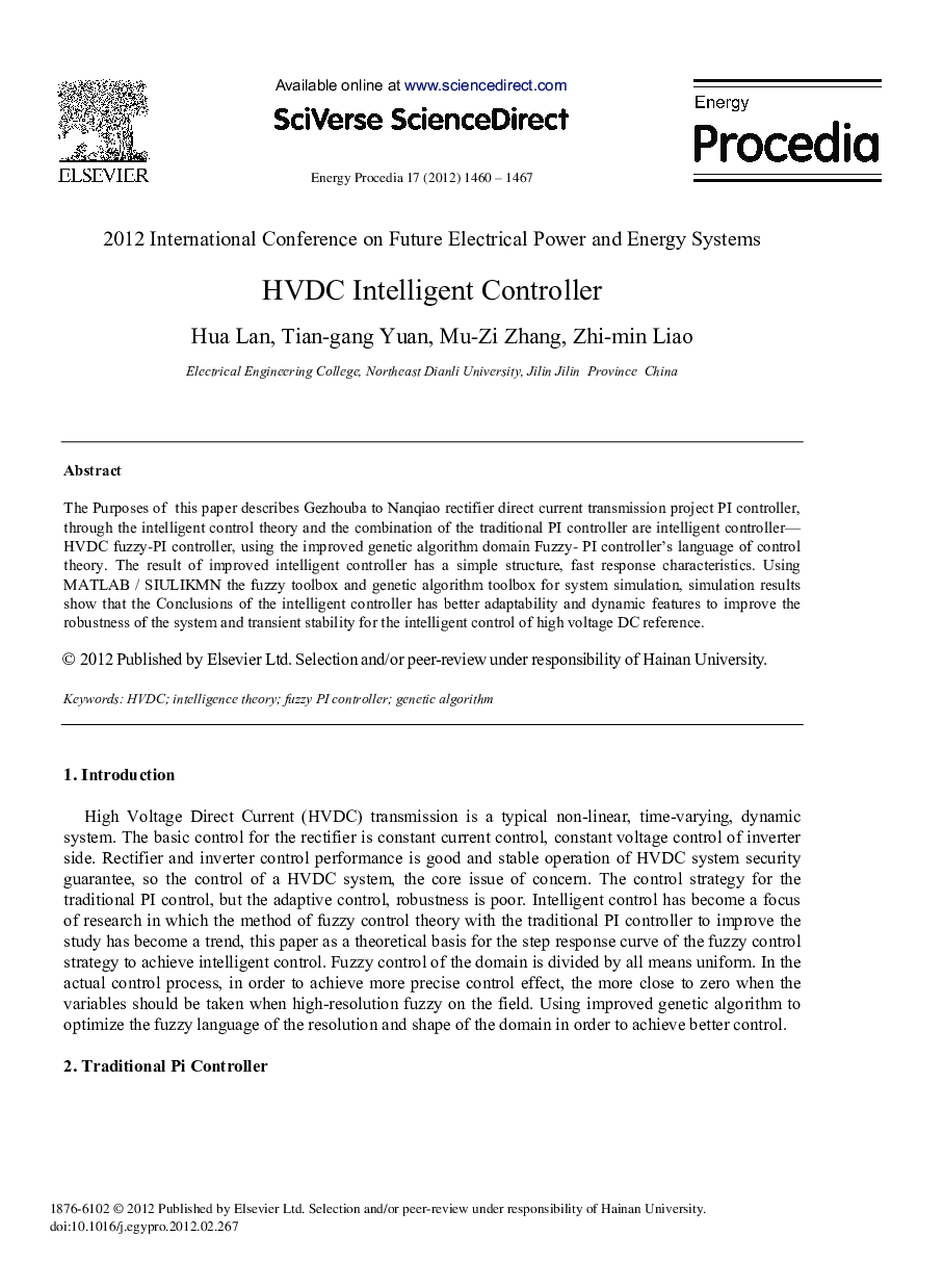 HVDC Intelligent Controller