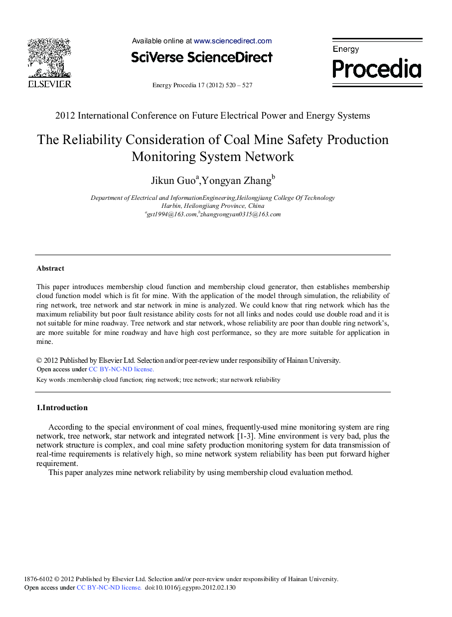 The Reliability Consideration of Coal Mine Safety Production Monitoring System Network