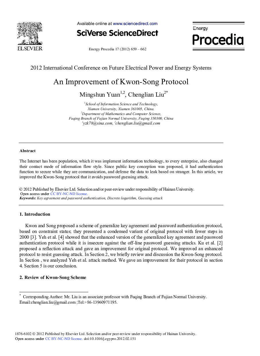 An Improvement of Kwon-Song Protocol