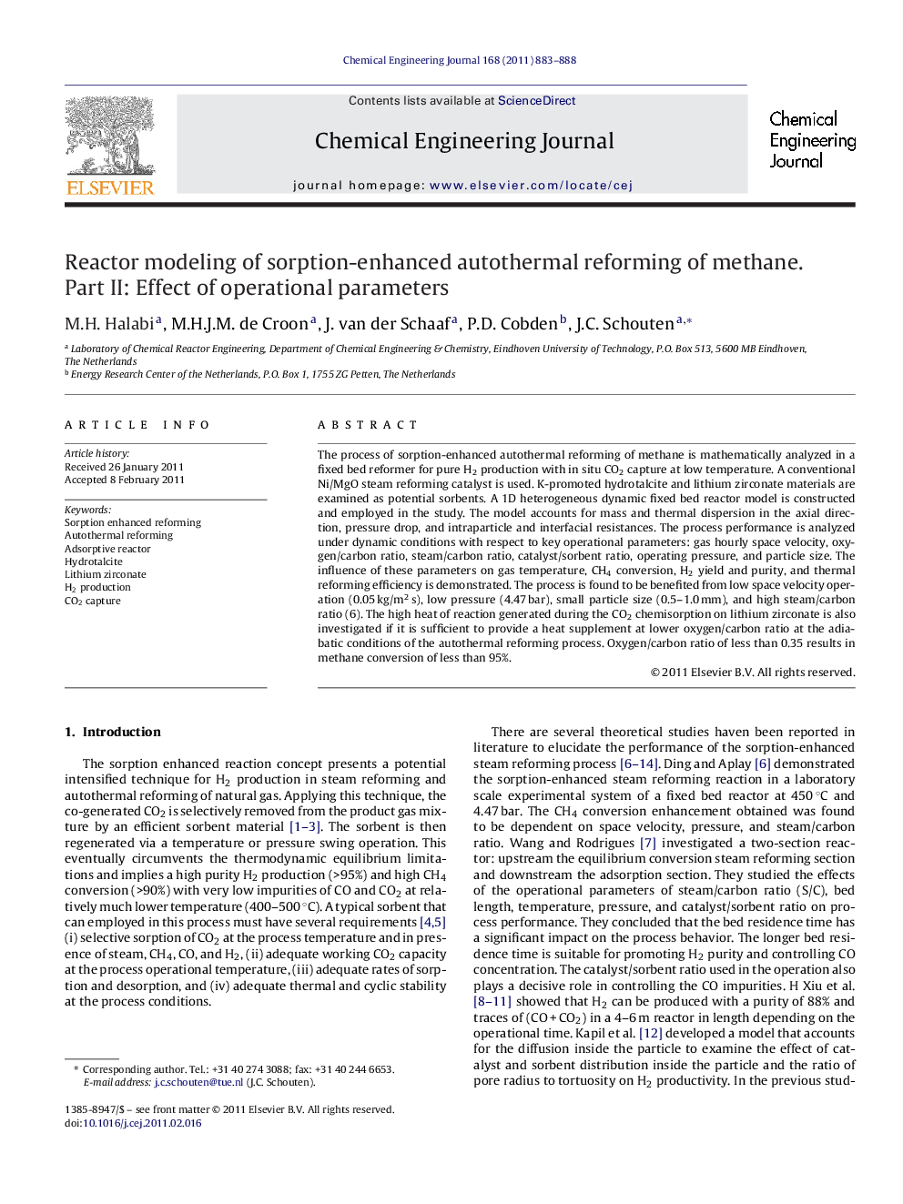 عکس صفحه اول مقاله: Reactor modeling of sorption-enhanced autothermal reforming of methane. Part II: Effect of operational parameters Reactor modeling of sorption-enhanced autothermal reforming of methane. Part II: Effect of operational parameters