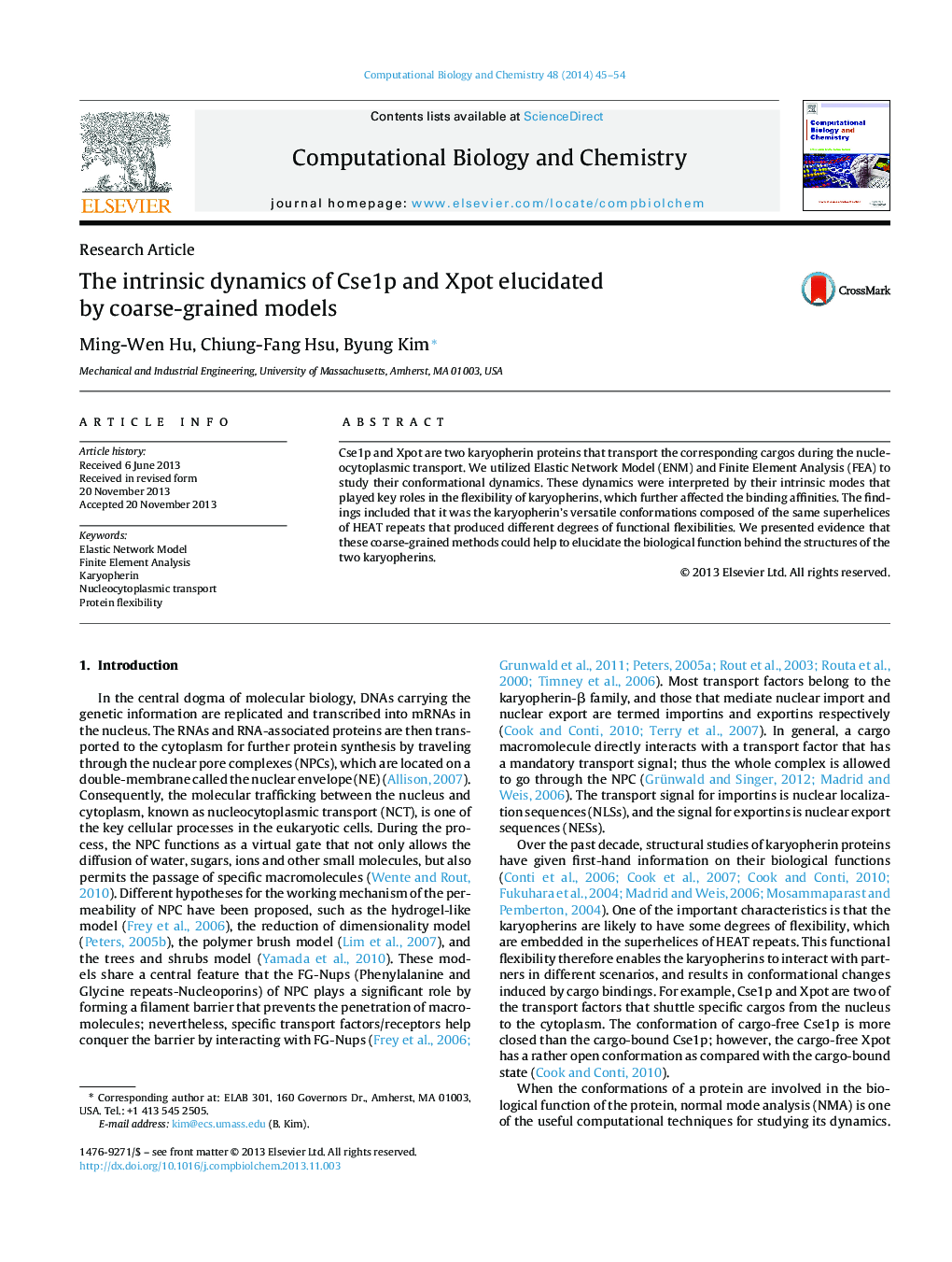 The intrinsic dynamics of Cse1p and Xpot elucidated by coarse-grained models