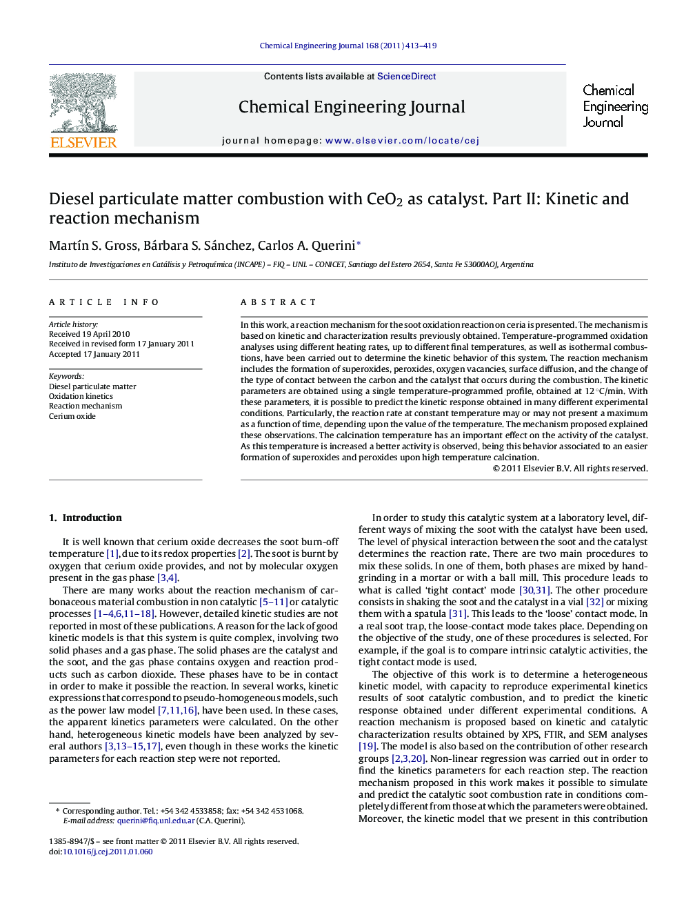 Diesel particulate matter combustion with CeO2 as catalyst. Part II: Kinetic and reaction mechanism