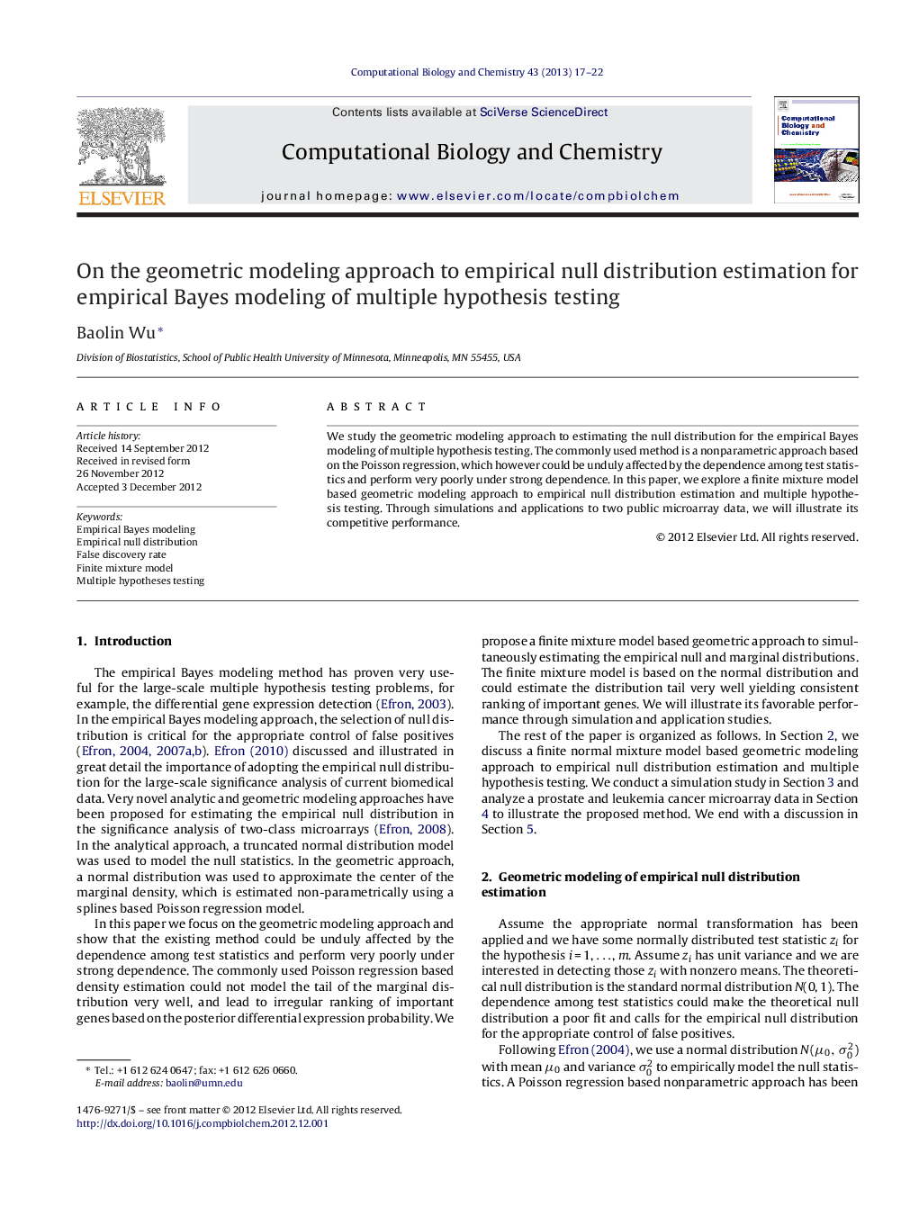 On the geometric modeling approach to empirical null distribution estimation for empirical Bayes modeling of multiple hypothesis testing