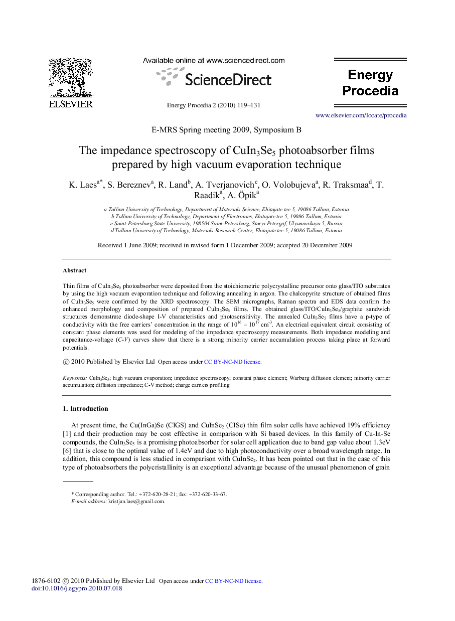 The impedance spectroscopy of  photoabsorber films prepared by high vacuum evaporation technique