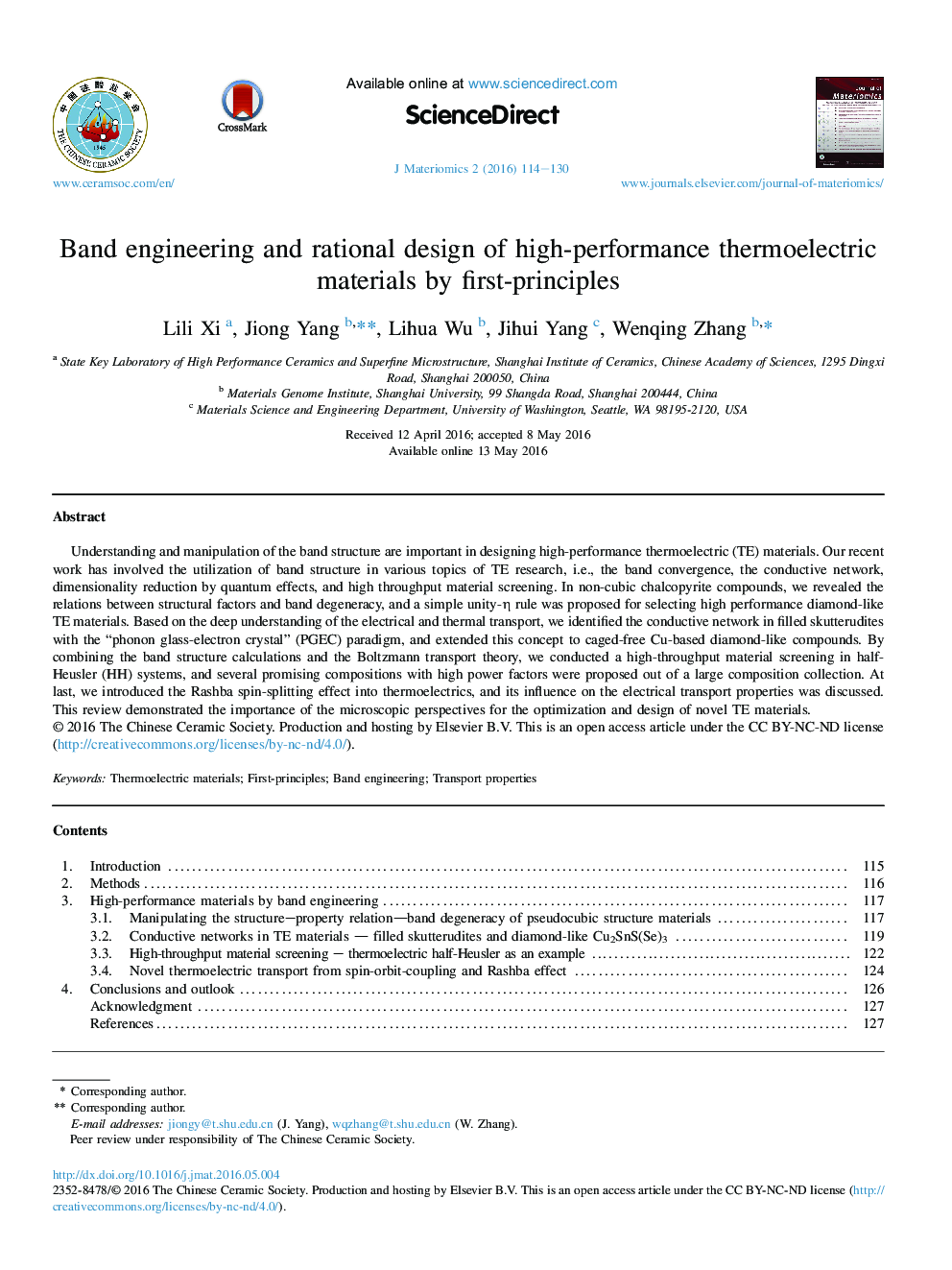 Band engineering and rational design of high-performance thermoelectric materials by first-principles 