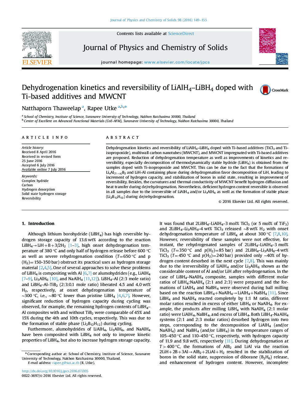 Dehydrogenation kinetics and reversibility of LiAlH4–LiBH4 doped with Ti-based additives and MWCNT
