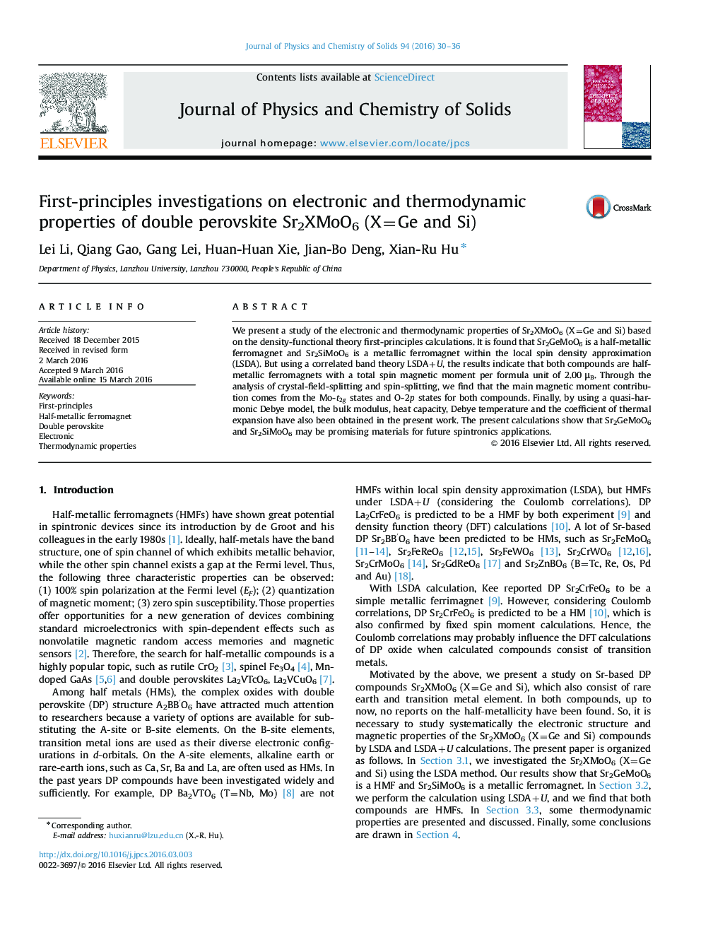 First-principles investigations on electronic and thermodynamic properties of double perovskite Sr2XMoO6 (X=Ge and Si)