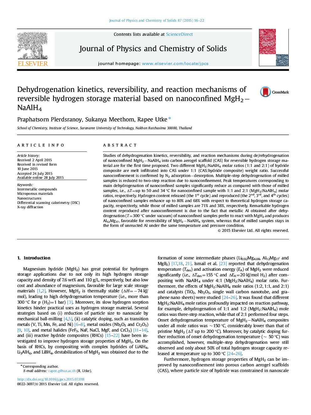 Dehydrogenation kinetics, reversibility, and reaction mechanisms of reversible hydrogen storage material based on nanoconfined MgH2âNaAlH4