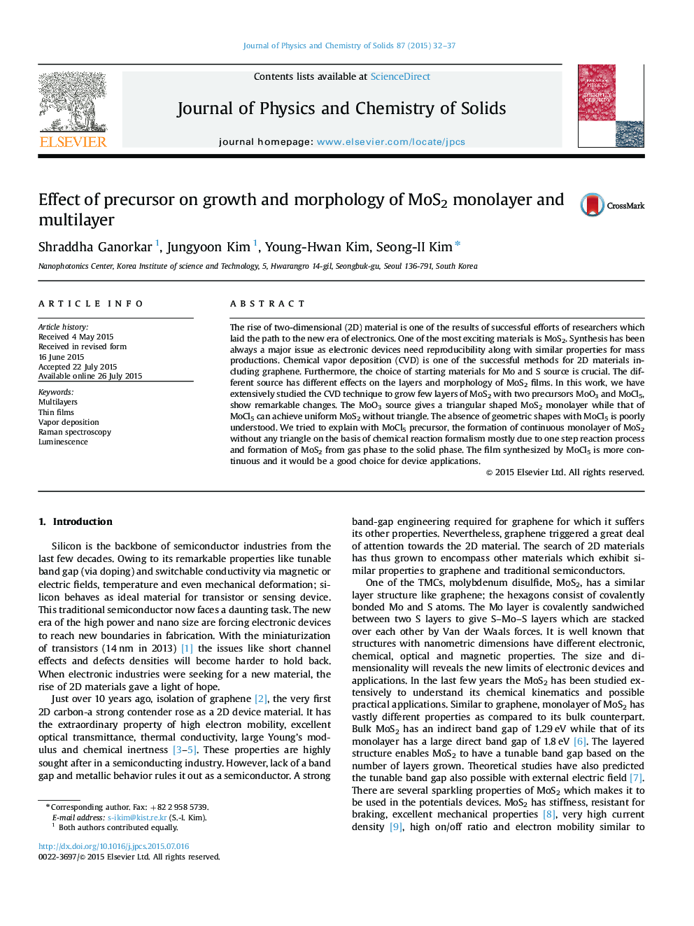 Effect of precursor on growth and morphology of MoS2 monolayer and multilayer