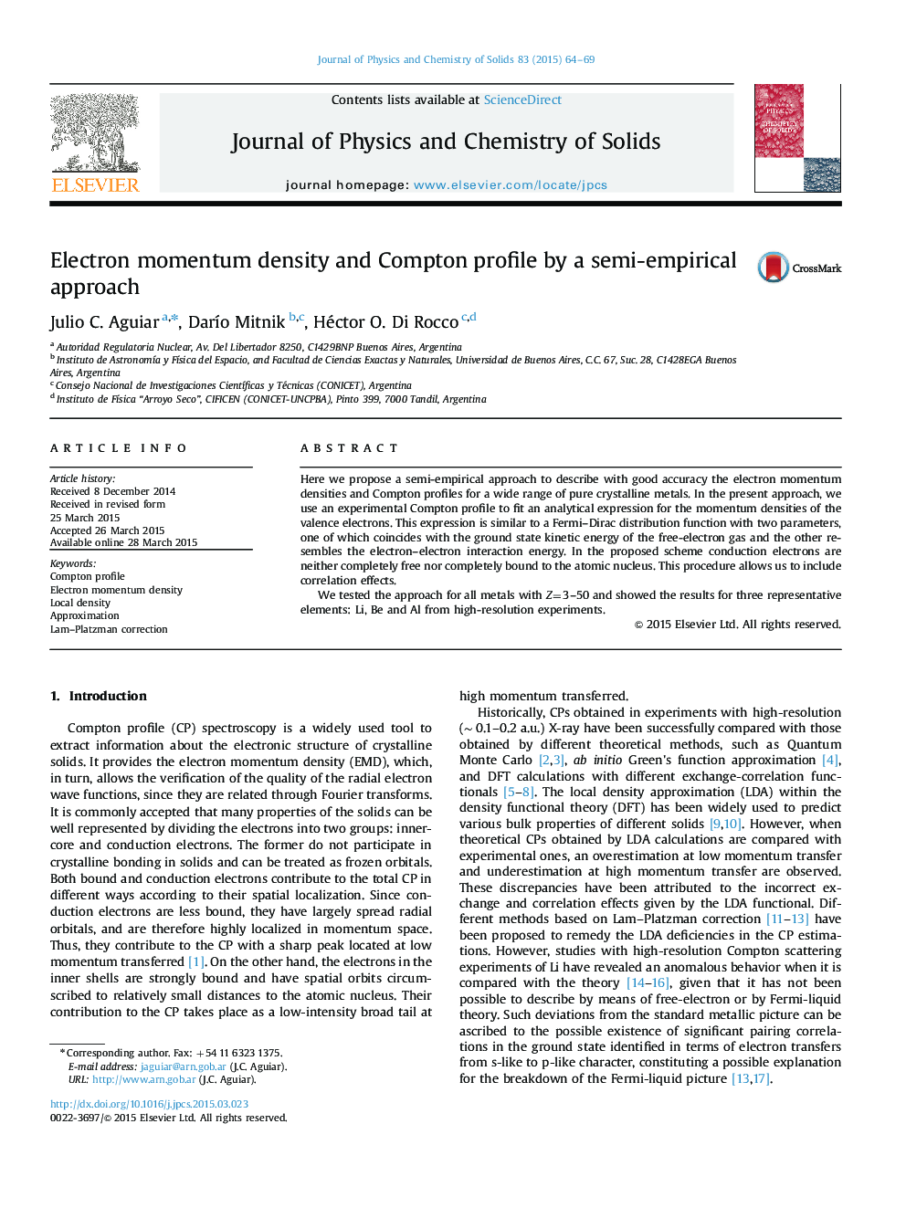 Electron momentum density and Compton profile by a semi-empirical approach