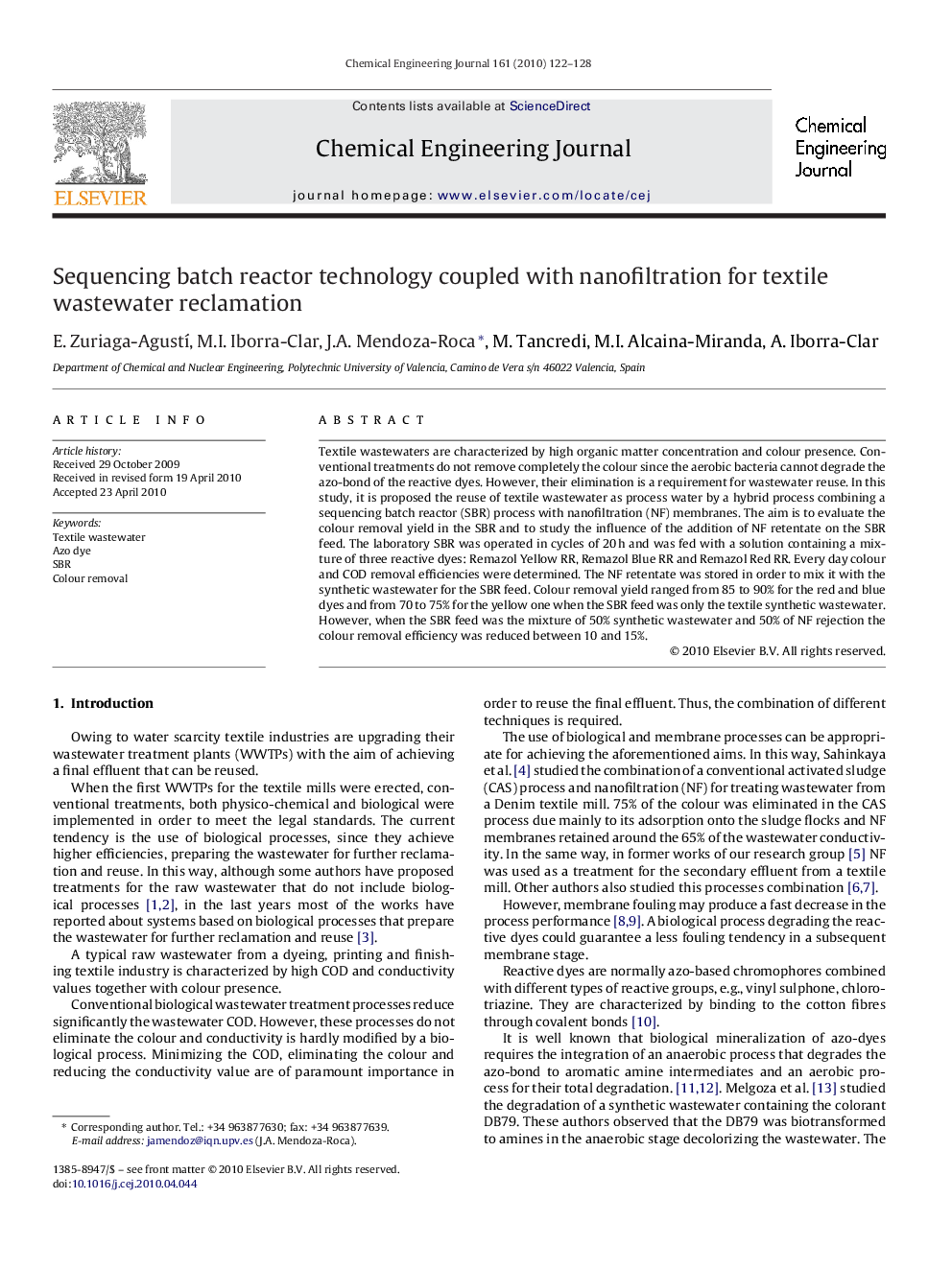 Sequencing batch reactor technology coupled with nanofiltration for textile wastewater reclamation