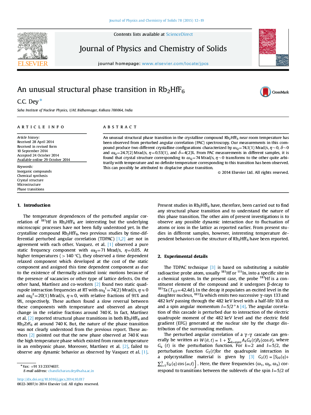 An unusual structural phase transition in Rb2HfF6