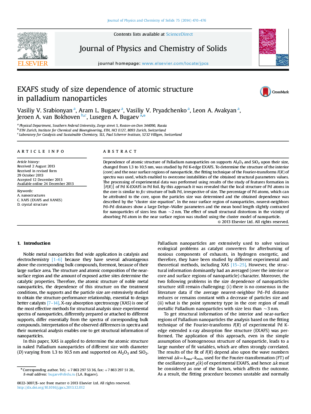 EXAFS study of size dependence of atomic structure in palladium nanoparticles