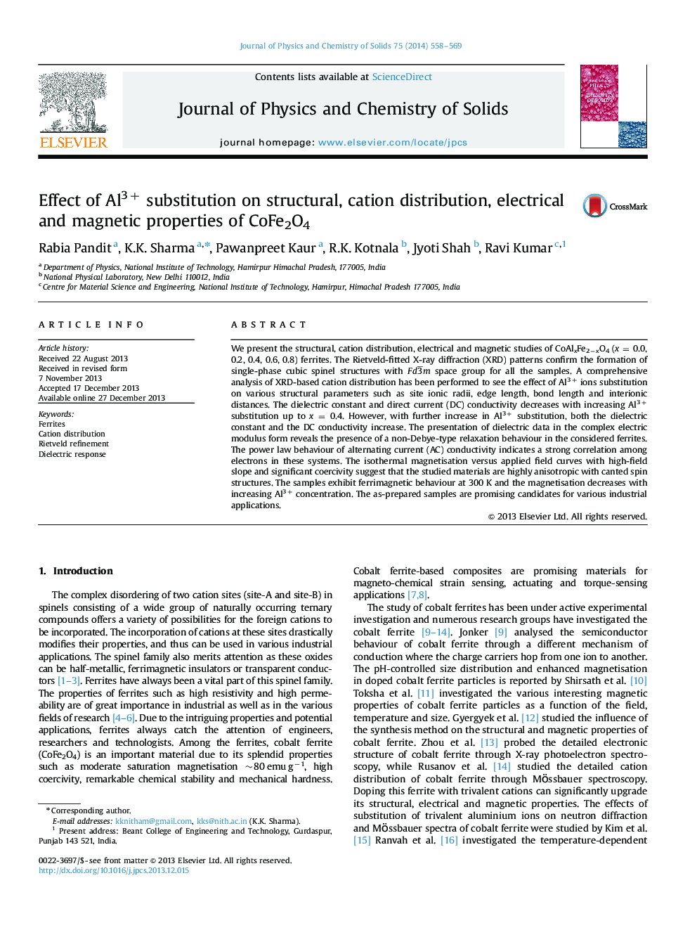 Effect of Al3+ substitution on structural, cation distribution, electrical and magnetic properties of CoFe2O4