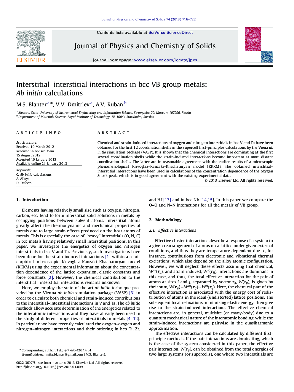 Interstitial–interstitial interactions in bcc VB group metals: Ab initiocalculations