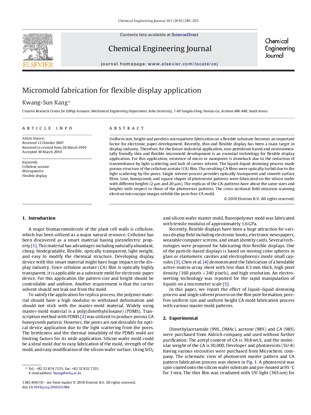 Micromold fabrication for flexible display application