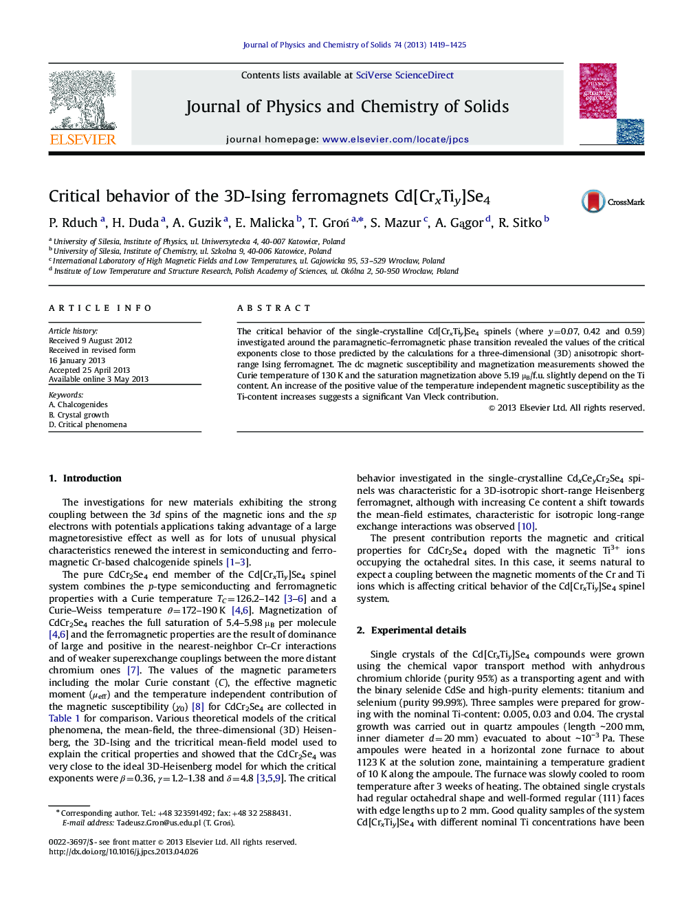 Critical behavior of the 3D-Ising ferromagnets Cd[CrxTiy]Se4