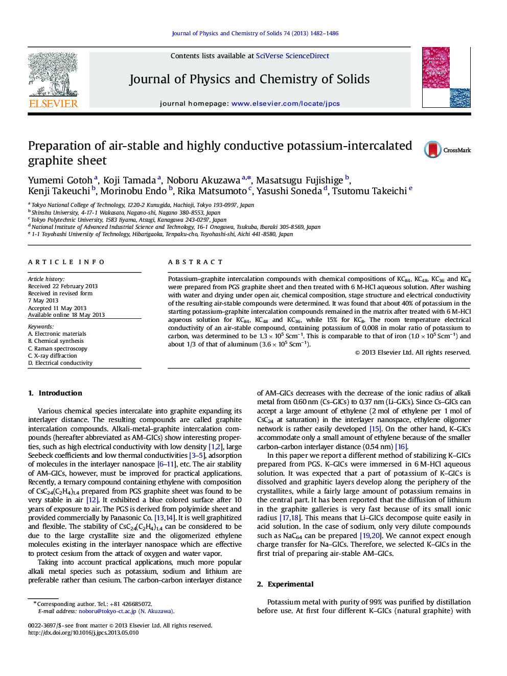 Preparation of air-stable and highly conductive potassium-intercalated graphite sheet