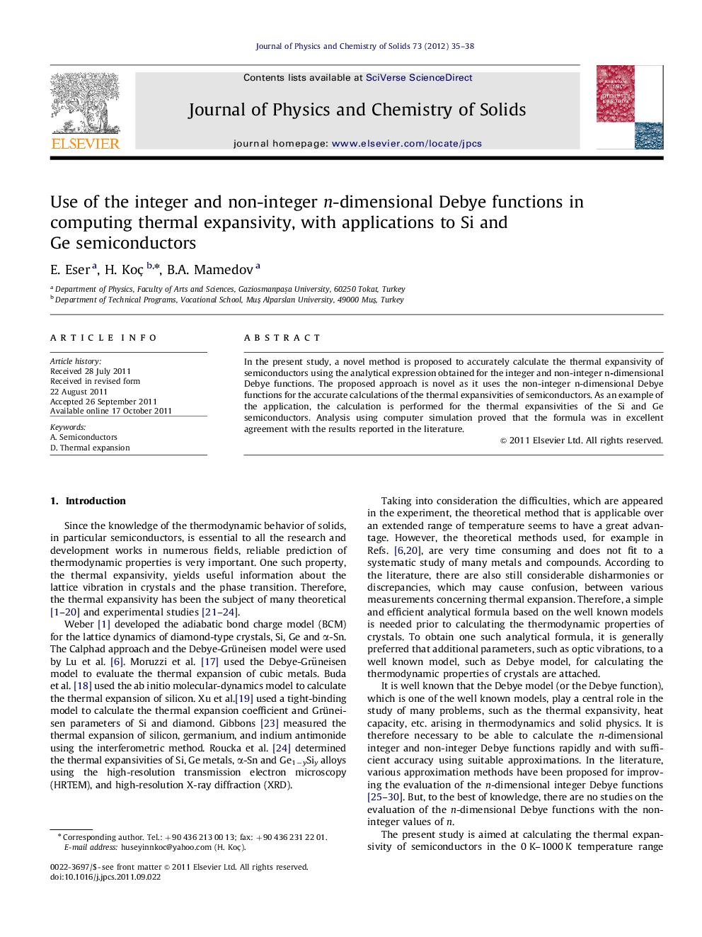 Use of the integer and non-integer n-dimensional Debye functions in computing thermal expansivity, with applications to Si and Ge semiconductors