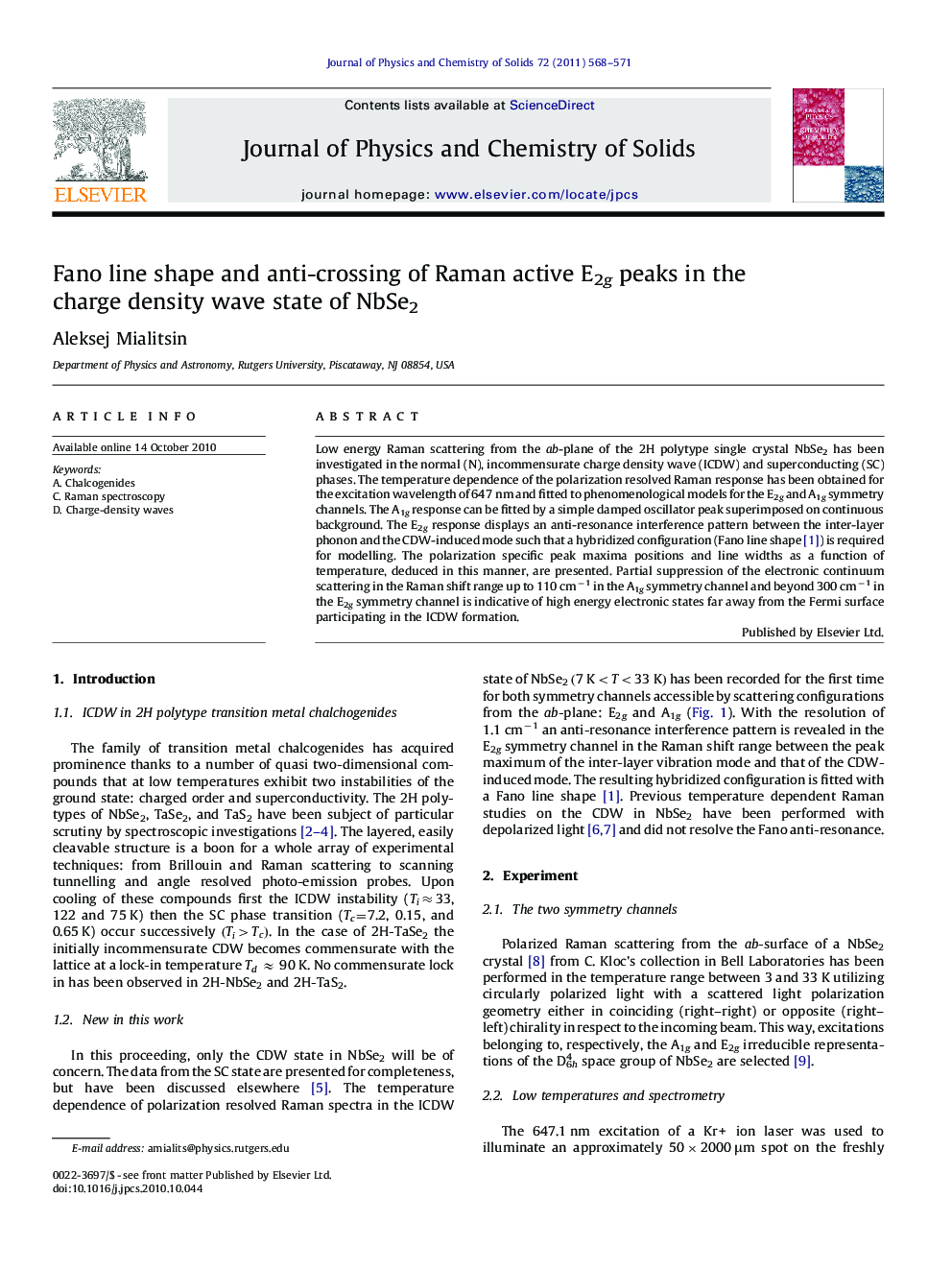 Fano line shape and anti-crossing of Raman active E2g peaks in the charge density wave state of NbSe2