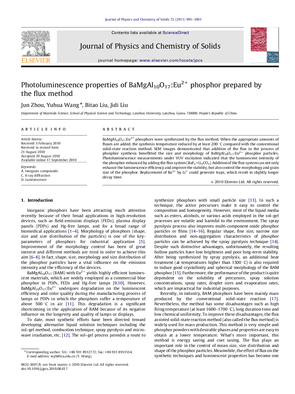 Photoluminescence properties of BaMgAl10O17:Eu2+ phosphor prepared by the flux method