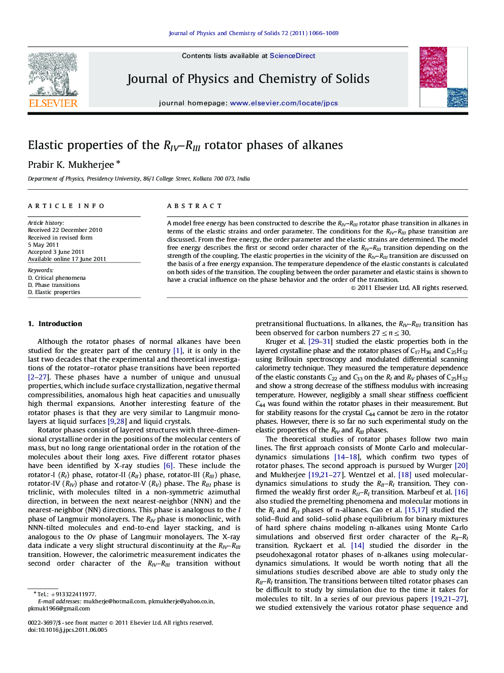 Elastic properties of the RIV–RIII rotator phases of alkanes