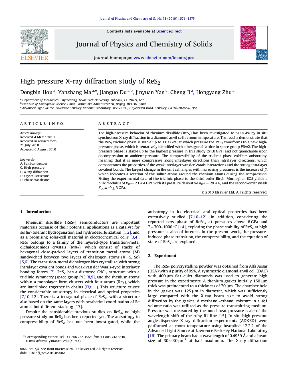 High pressure X-ray diffraction study of ReS2