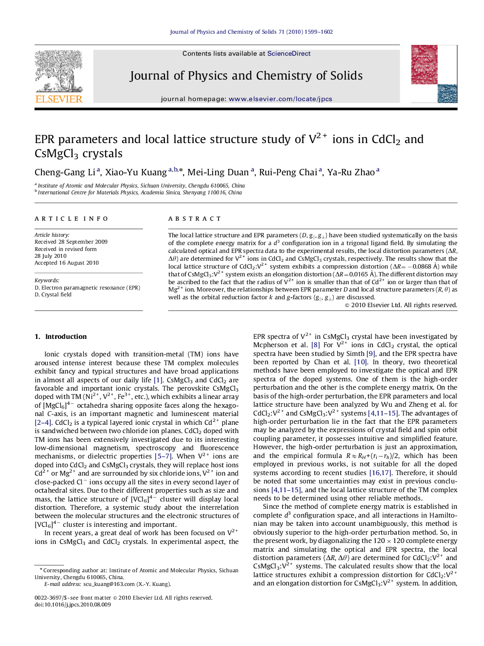 EPR parameters and local lattice structure study of V2+ ions in CdCl2 and CsMgCl3 crystals