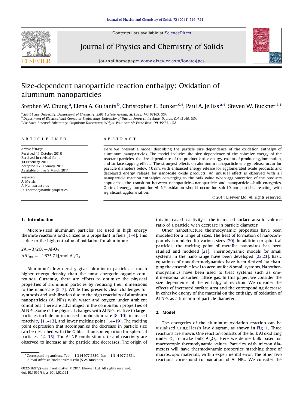 Size-dependent nanoparticle reaction enthalpy: Oxidation of aluminum nanoparticles