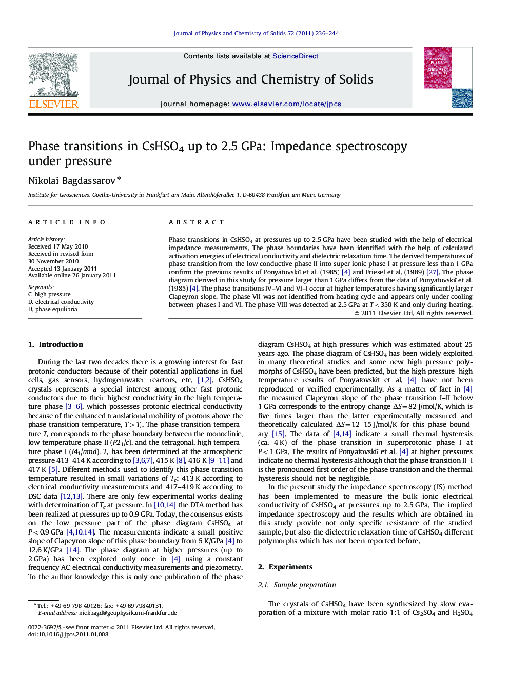 Phase transitions in CsHSO4 up to 2.5 GPa: Impedance spectroscopy under pressure