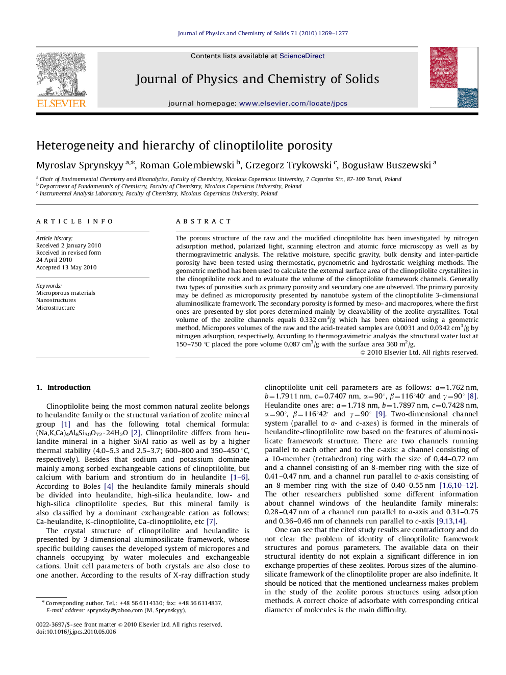 Heterogeneity and hierarchy of clinoptilolite porosity