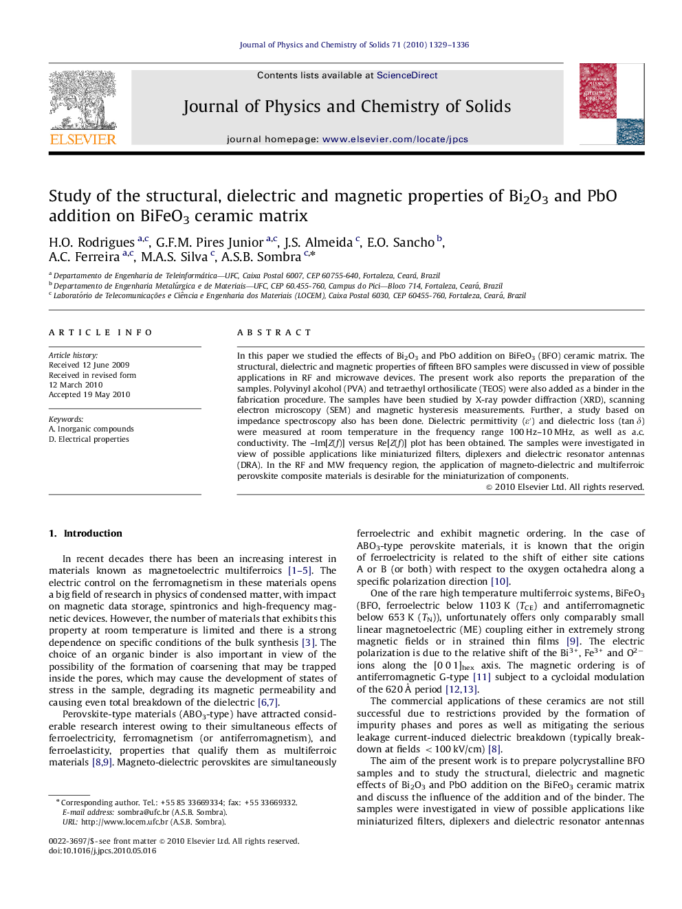 Study of the structural, dielectric and magnetic properties of Bi2O3 and PbO addition on BiFeO3 ceramic matrix