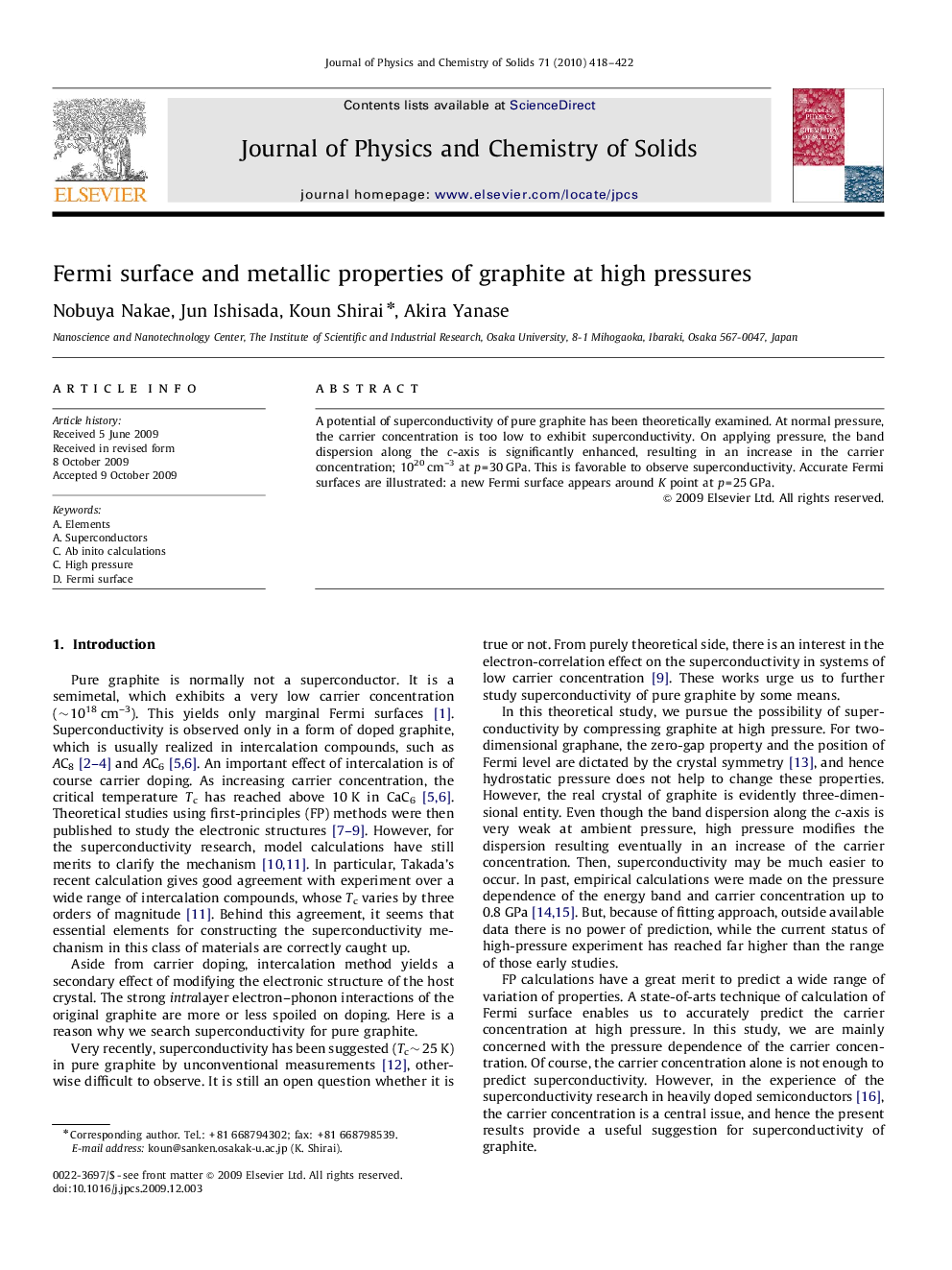 Fermi surface and metallic properties of graphite at high pressures