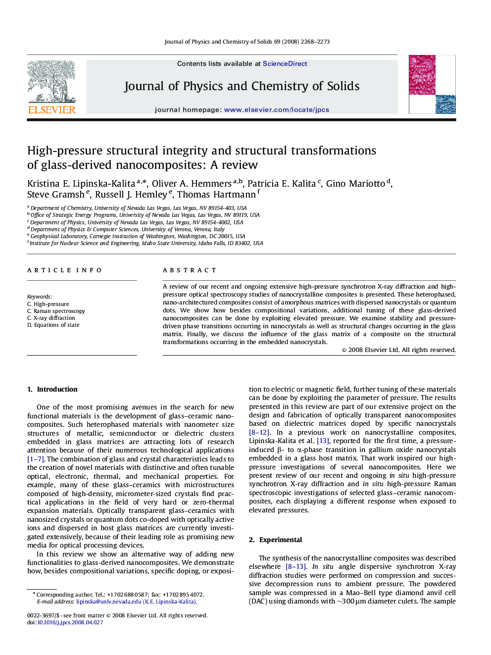 High-pressure structural integrity and structural transformations of glass-derived nanocomposites: A review