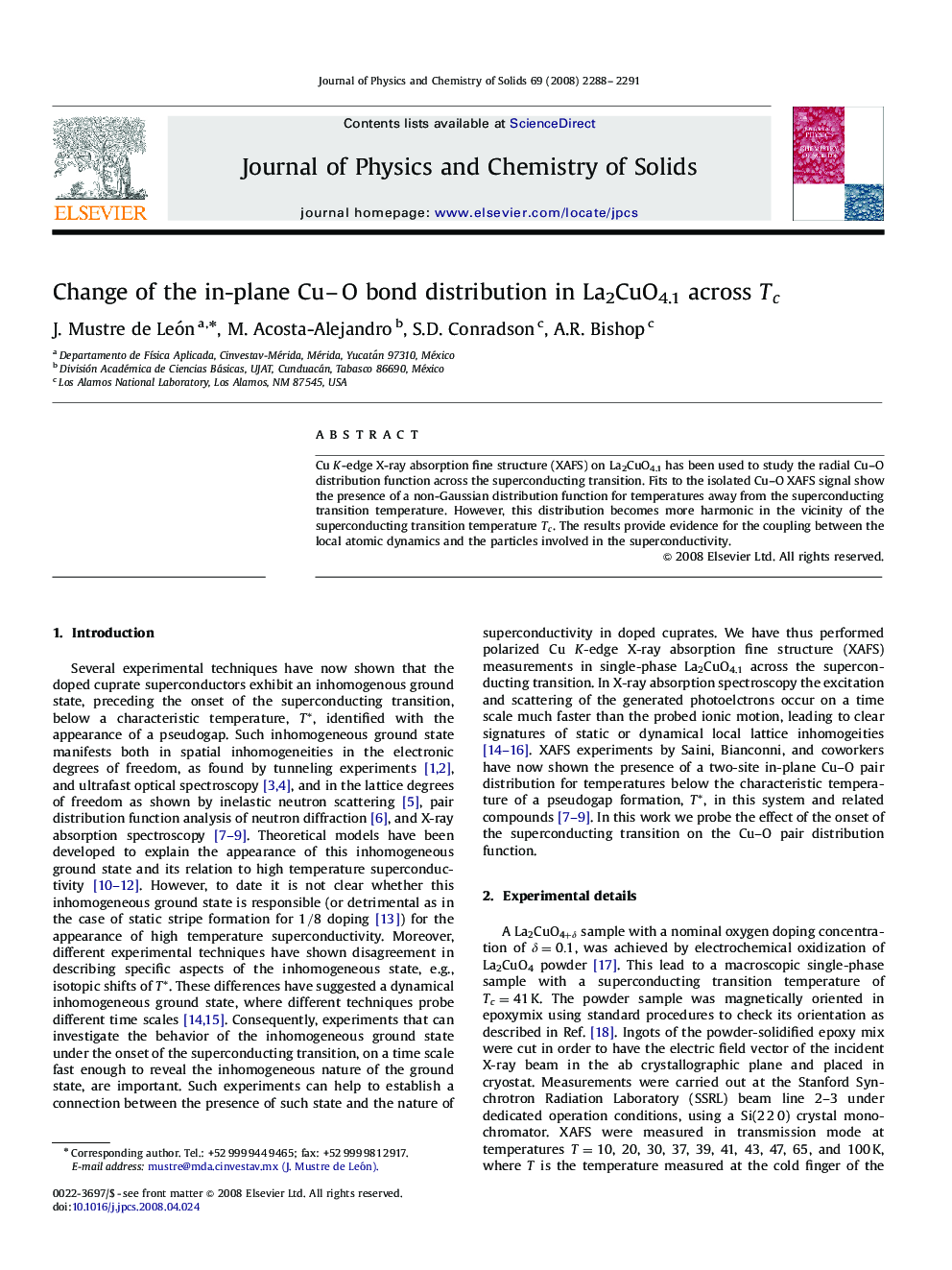 Change of the in-plane Cu–O bond distribution in La2CuO4.1 across TcTc