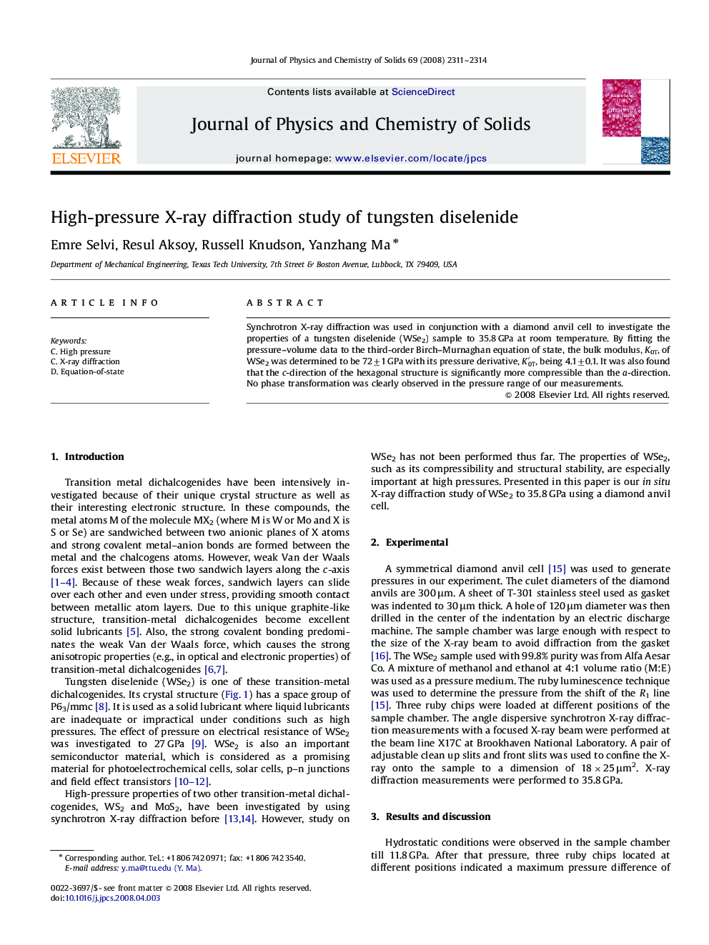 High-pressure X-ray diffraction study of tungsten diselenide