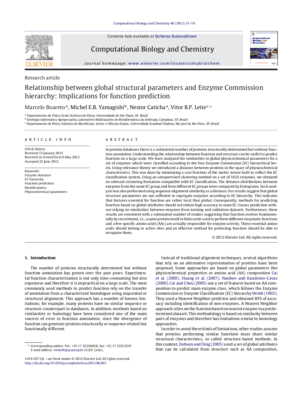 Relationship between global structural parameters and Enzyme Commission hierarchy: Implications for function prediction