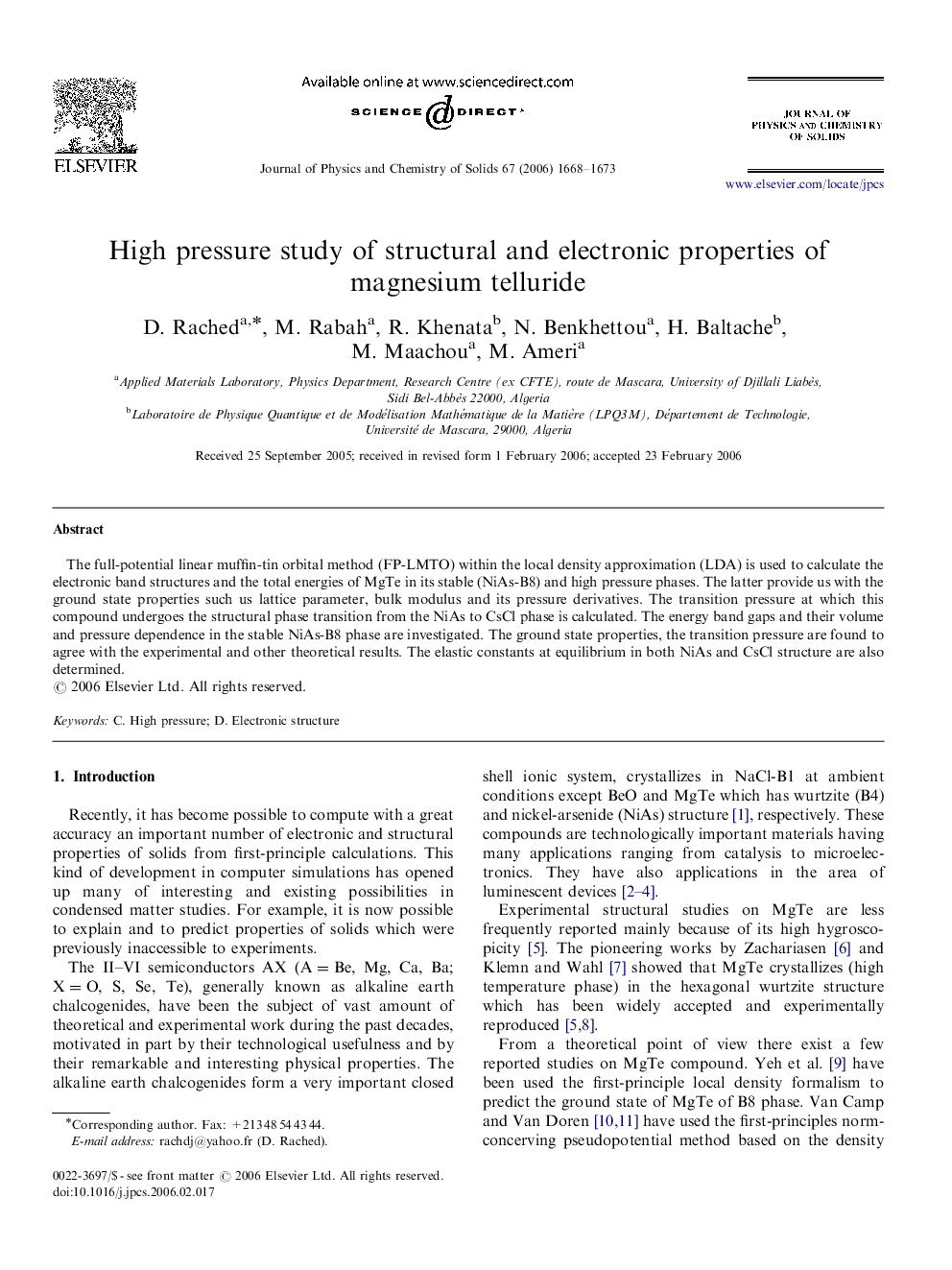 High pressure study of structural and electronic properties of magnesium telluride