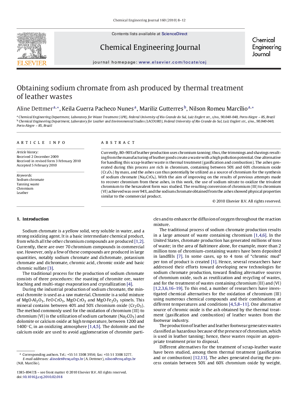 Obtaining sodium chromate from ash produced by thermal treatment of leather wastes