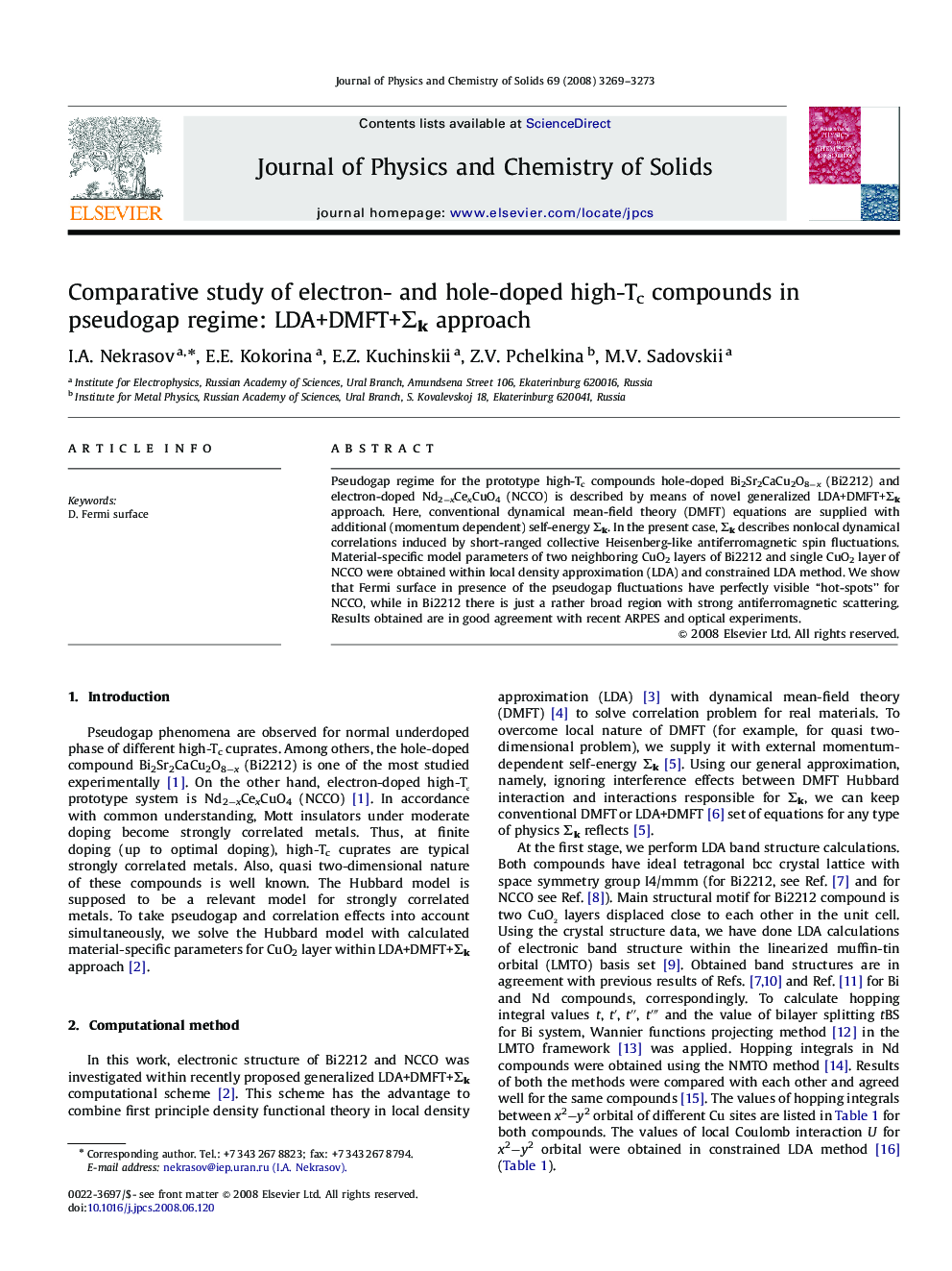 Comparative study of electron- and hole-doped high-Tc compounds in pseudogap regime: LDA+DMFT+Σk approach